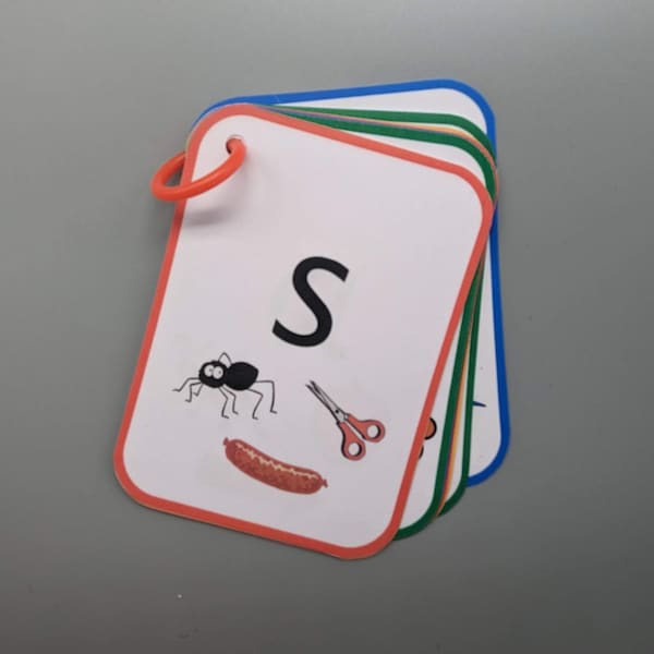 Phase 2 phonics flashcards ring bound, letter sounds, phonics, literacy. Early years, reception, year 1, primary school, childminder