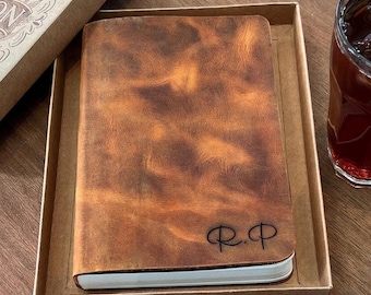 Personalized Leather Journal, 256 Pages Blank Notebook, Rustic Sketchbook, Full Grain Diary, Custom Gift for Him