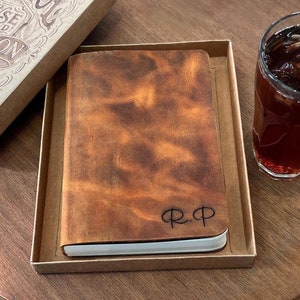 Personalized Leather Journal A5, Custom Engraved Notebook with 256 Blank Pages, for Writing or Sketching