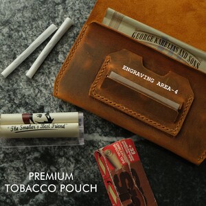 Personalized Leather Tobacco Pouch, Rolling Case for 50g Packs, Full Grain Leather Tobacco Case, Engraved Smokers Gift, Personalized Leather Tobacco Pouch, Engraved Rolling Case, Fits 25g and 50g Tobacco Packs