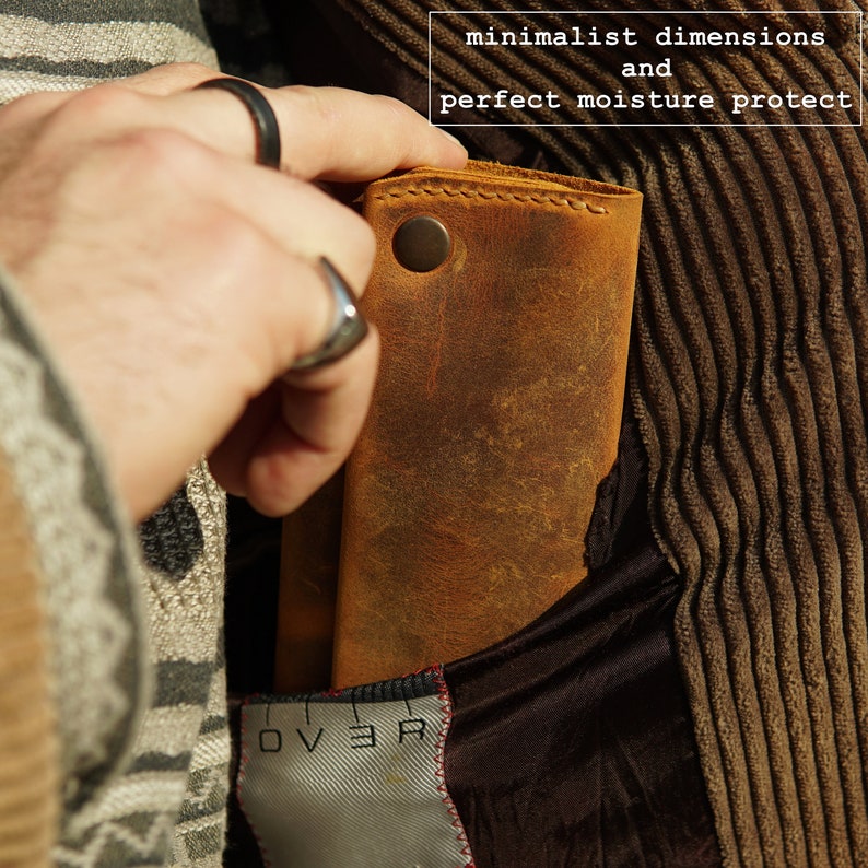 Personalized Leather Tobacco Pouch, Rolling Case for 50g Packs, Full Grain Leather Tobacco Case, Engraved Smokers Gift, Personalized Leather Tobacco Pouch, Engraved Rolling Case, Fits 25g and 50g Tobacco Packs