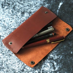 Personalized Leather Pen Case, Handmade Fountain Pen Holder, Gift for Journalist, Leather Pencil Pouch, Graduation or New Job Gift