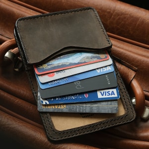 Personalized Leather Card Holder, Personalized Leather Wallet, ID Card Holder, Wallet for 15 Cards, Unique Leather Wallet, Gift for Husband