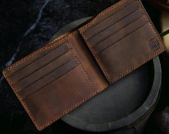 Personalized Premium Leather Wallet for Men, Full Grain Leather Bifold, Custom Engraved Slim Leather Wallet, Gift for Husband