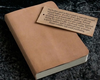 Veg-Tan Natural Leather Journal A4, 500 Page Writing Book, 365 Days Diary, Engraved Gift for Writers