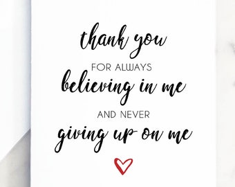 Thank You Card Believing In Me Etsy