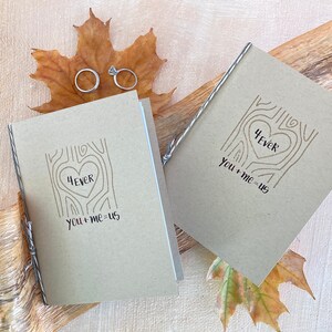 personalized woodland wedding vow booklets his and hers vow books set of 2, unique engagement gifts for bride to be, outdoorsy wedding
