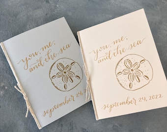 Vow Books personalized, Beach Wedding Vow Books set of 2, destination wedding gift for bride, engagement gift for couple, vow renewal gift