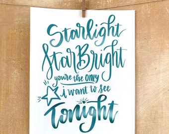 Star light star bright romantic art print for bedroom, 1st anniversary gift for husband, long distance relationship gift for boyfriend, best