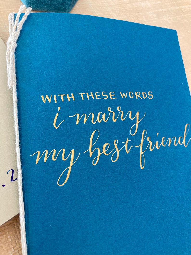 Custom his and hers vow books set of 2, personalized wedding vows anniversary gift for couple, hers and hers wedding ceremony something blue Dark Seas as shown