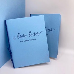 Blue vow books with lines, vow booklet ribbon, bridal shower gift for bride to be, wedding gift for husband, engagement gift for couple