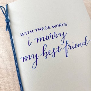 Custom his and hers vow books set of 2, personalized wedding vows anniversary gift for couple, hers and hers wedding ceremony something blue Almond Cream shown
