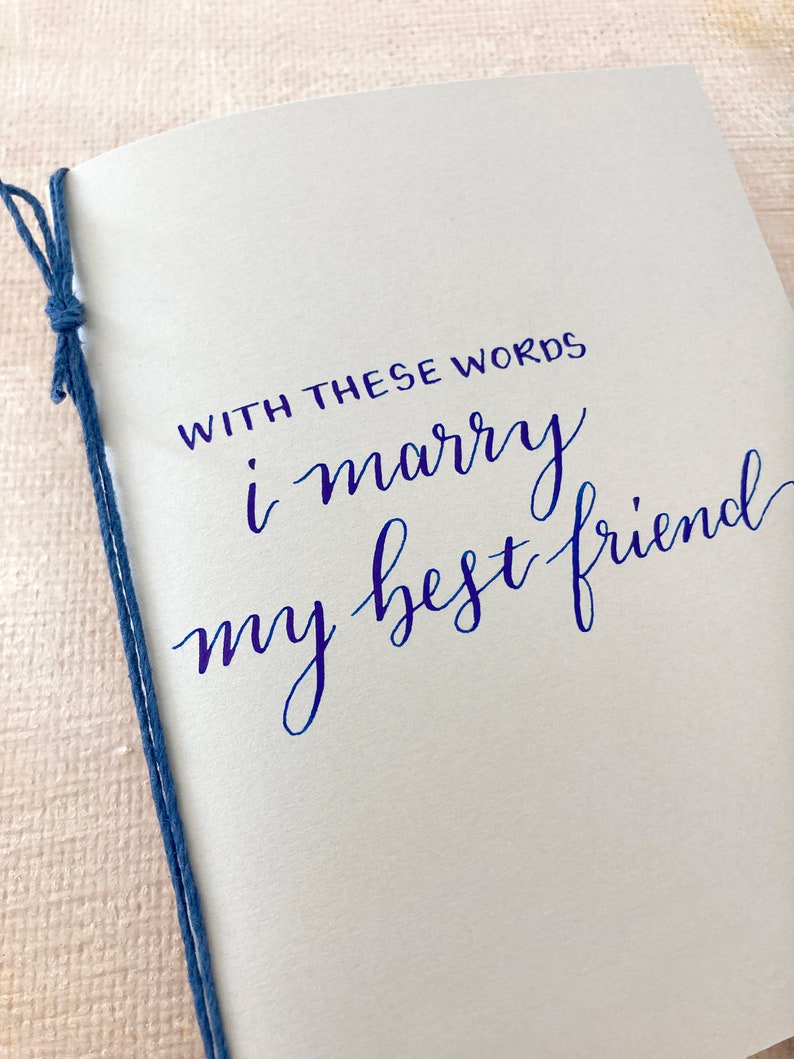 Custom his and hers vow books set of 2, personalized wedding vows anniversary gift for couple, hers and hers wedding ceremony something blue Almond Cream shown