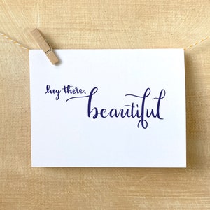 Tarjeta de felicitación imprimible, tarjeta de nota interior en blanco, hola hermosa, tarjeta del día de San Valentín para la esposa, regalo romántico para la novia