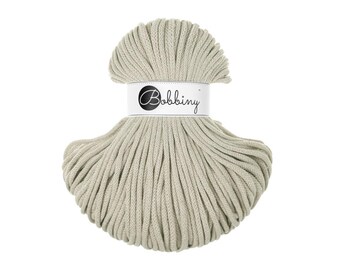 Pale Olive 5mm Braided Cotton Cord for Macramé, Crochet, Weaving (100m)