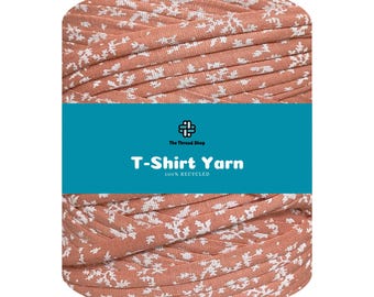 Peach Floral Print - Thread Shop T-Shirt Yarn 100% Recycled, Fast Delivery