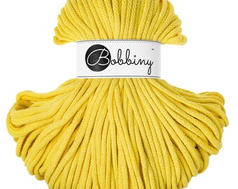 Canary Yellow 5mm Braided Cotton Cord for Macramé, Crochet, Weaving (100m)