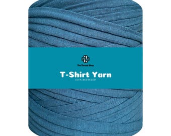 120 Meters - Dusty Blue - Thread Shop T-Shirt Yarn 100% Recycled, Fast Delivery - For Crochet
