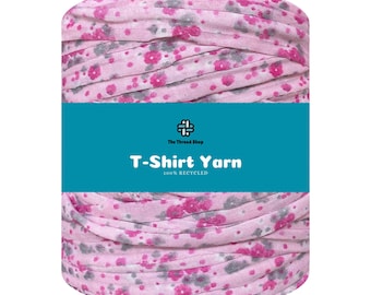 120 Meters - Bouquet Print - Thread Shop T-Shirt Yarn 100% Recycled, Fast Delivery - For Crochet