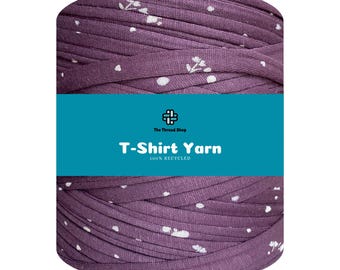 120 Meters - Purple Floral Print - Thread Shop T-Shirt Yarn 100% Recycled, Fast Delivery - For Crochet