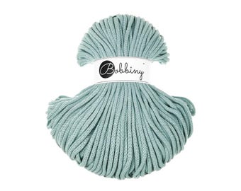 Duck Egg Blue 5mm Braided Cotton Cord for Macramé, Crochet, Weaving (100m)
