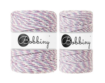 3PLY Macrame Rope, MAGIC IRIS, Bobbiny Macrame Cord, 100% Recycled Cotton Cord, 3mm & 5mm, Macrame Supplies, Weaving Supplies, Fibre Arts