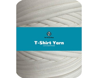 120 Meters - Off White - Thread Shop T-Shirt Yarn 100% Recycled, Fast Delivery - For Crochet