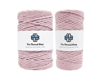 3mm, 5mm Macrame Cord, DUSTY PINK, 100 Meters, Single Twist, 100% Recycled Cotton, Macrame String, Macrame Supplies, Weaving Supplies