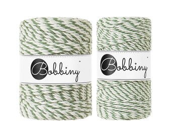 3PLY Macrame Rope, MAGIC GREEN, Bobbiny Macrame Cord, 100% Recycled Cotton Cord, 3mm & 5mm, Macrame Supplies, Weaving Supplies, Fibre Arts