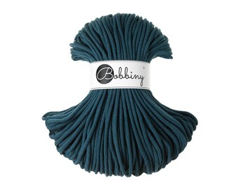 Peacock Blue 5mm Braided Cotton Cord for Macramé, Crochet, Weaving (100m)