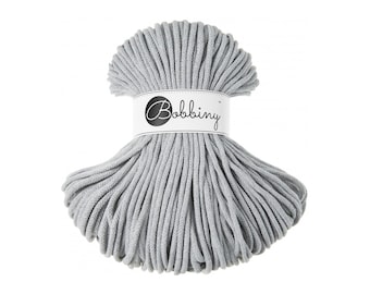 Light Grey 5mm Braided Cotton Cord for Macramé, Crochet, Weaving (100m)