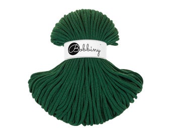 Pine Green 5mm Braided Cotton Cord for Macramé, Crochet, Weaving (100m)