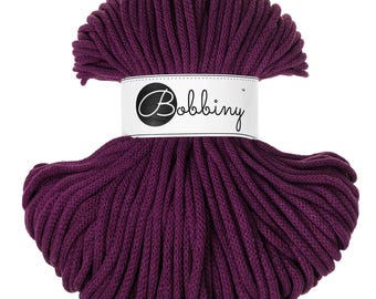 Aubergine 5mm Braided Cotton Cord for Macramé, Crochet, Weaving (100m)