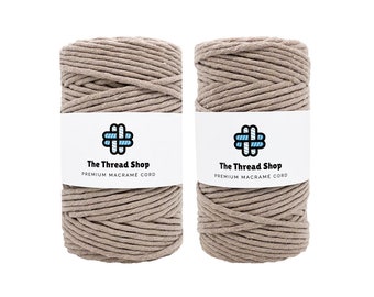 3mm, 5mm Macrame Cord, COFFEE, 100 Meters, Single Twist, 100% Recycled Cotton, Macrame String, Macrame Supplies, Weaving Supplies