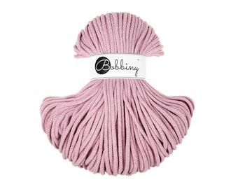 Dusty Rose 5mm Braided Cotton Cord for Macramé, Crochet, Weaving (100m)