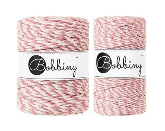 3PLY Macrame Rope, MAGIC PINK, Bobbiny Macrame Cord, 100% Recycled Cotton Cord, 3mm & 5mm, Macrame Supplies, Weaving Supplies, Fibre Arts