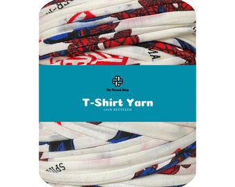 120 Meters - Marvel Spider Man Print - Thread Shop T-Shirt Yarn 100% Recycled, Fast Delivery - For Crochet