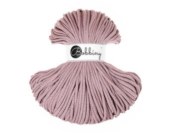 Mauve 5mm Braided Cotton Cord for Macramé, Crochet, Weaving (100m)