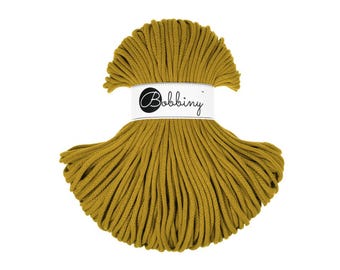 Spicy Yellow 5mm Braided Cotton Cord for Macramé, Crochet, Weaving (100m)
