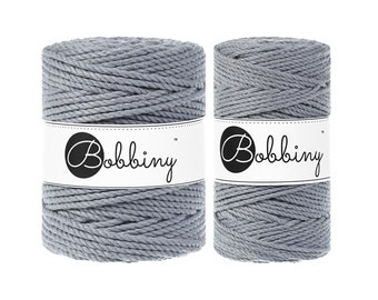 3PLY Macrame Rope, STEEL, Bobbiny Macrame Cord, 100% Recycled Cotton Cord, 3mm & 5mm, Macrame Supplies, Weaving Supplies, Fibre Arts