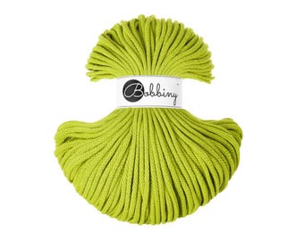 Dopamine Lime 5mm Braided Cotton Cord for Macramé, Crochet, Weaving (100m)