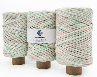 4mm Macrame Cord, WATERMELON, Hand-Painted String, Super Soft Cotton, Macrame String, Weaving Supplies, Fibre Supplies, Fibre Arts