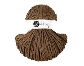 Nut Brown 5mm Braided Cotton Cord for Macramé, Crochet, Weaving (100m)