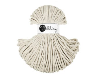 Cashmere Beige 5mm Braided Cotton Cord for Macramé, Crochet, Weaving (100m)