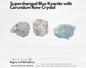 Supercharged Blue Kyanite with Corundum Raw Crystal