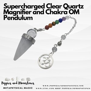 Supercharged Clear Quartz Magnifier and Chakra OM Pendulum