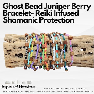 Ghost Bead Juniper Berry Bracelet- Reiki Infused Shamanic Protection