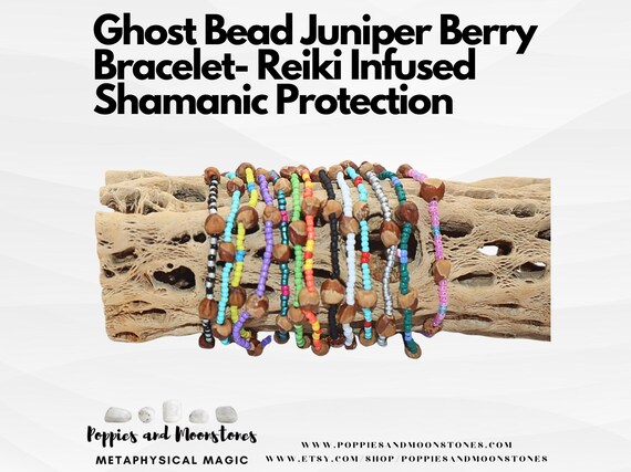 Ghost Bead Juniper Berry Bracelet- Reiki Infused Shamanic Protection