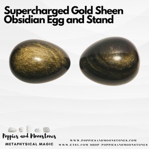 Supercharged Gold Sheen Obsidian Egg and Stand