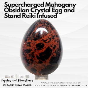 Supercharged Mahogany Obsidian Crystal Egg and Stand